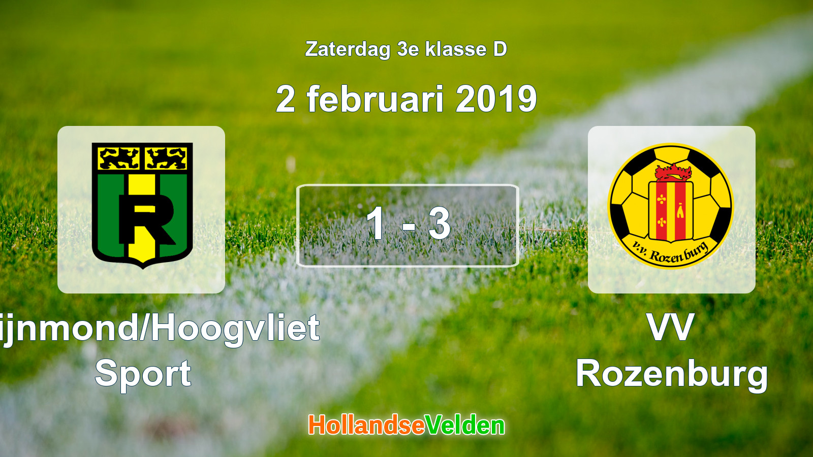 Gespeelde wedstrijd: Rijnmond/Hoogvliet Sport - VV Rozenburg 1 - 3 (2 februari 2019)