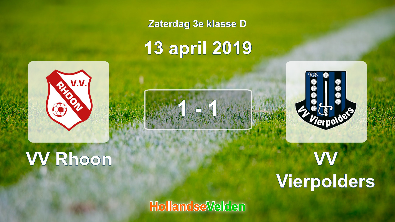 Gespeelde wedstrijd: VV Rhoon - VV Vierpolders 1 - 1 (13 april 2019)
