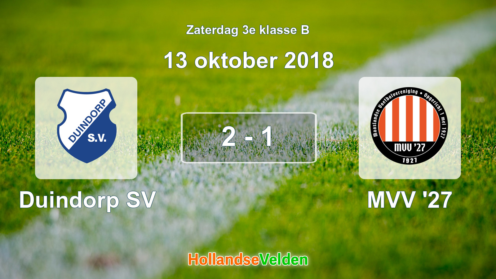 Gespeelde wedstrijd: Duindorp SV - MVV '27 2 - 1 (13 oktober 2018)