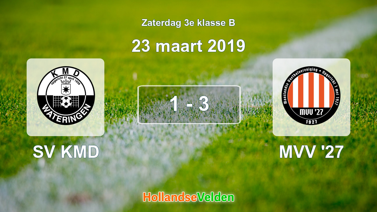 Gespeelde wedstrijd: SV KMD - MVV '27 1 - 3 (23 maart 2019)
