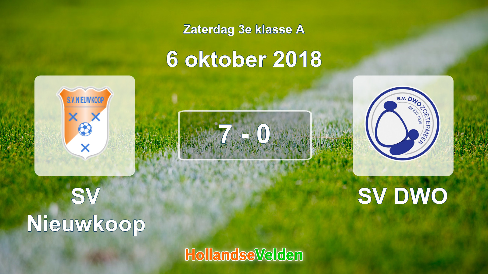 Gespeelde wedstrijd: SV Nieuwkoop - SV DWO 7 - 0 (6 oktober 2018)