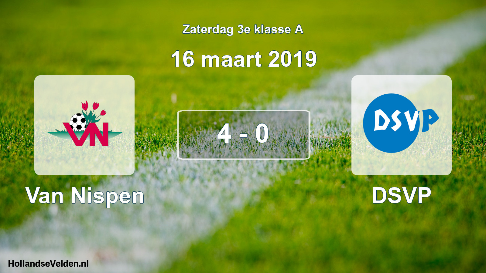 Gespeelde wedstrijd: Van Nispen - DSVP 4 - 0 (16 maart 2019)