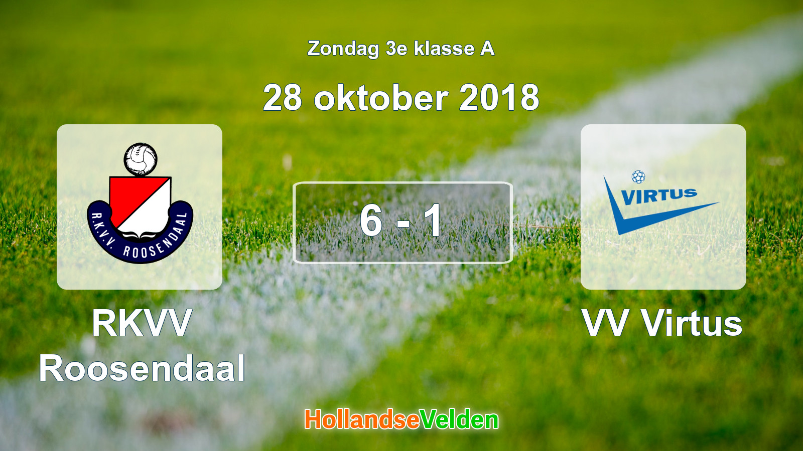 Gespeelde wedstrijd: RKVV Roosendaal - VV Virtus 6 - 1 (28 oktober 2018)
