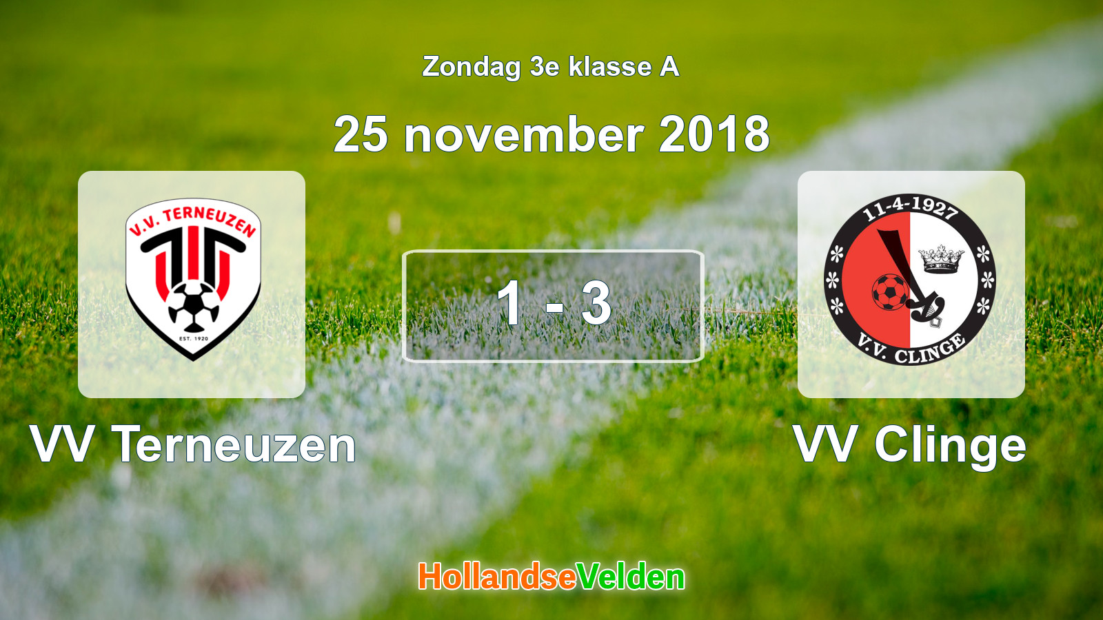 Gespeelde wedstrijd: VV Terneuzen - VV Clinge 1 - 3 (25 november 2018)