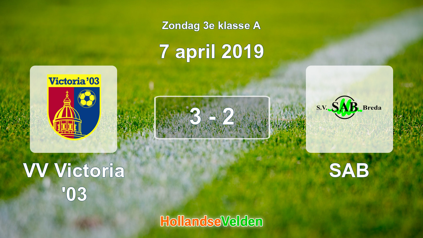 Gespeelde wedstrijd: VV Victoria '03 - SAB 3 - 2 (7 april 2019)