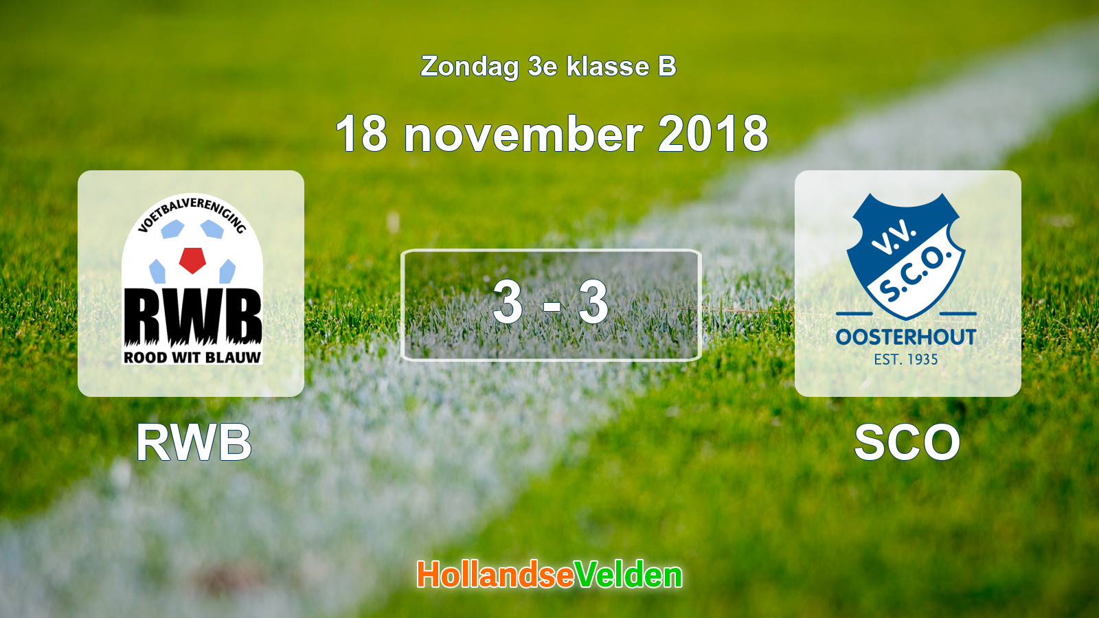 Gespeelde wedstrijd: RWB - SCO 3 - 3 (18 november 2018)