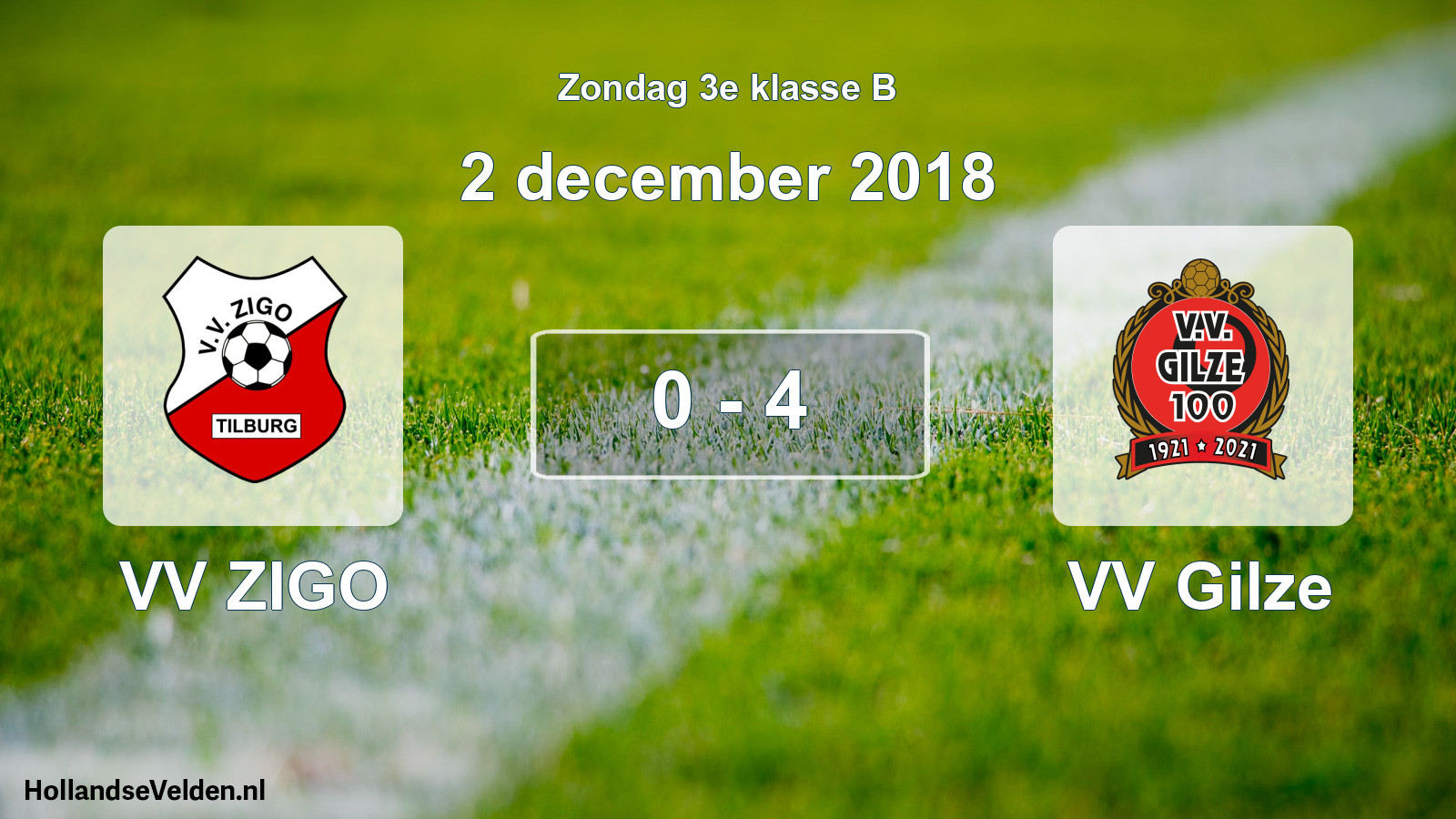 Gespeelde wedstrijd: VV ZIGO - VV Gilze 0 - 4 (2 december 2018)