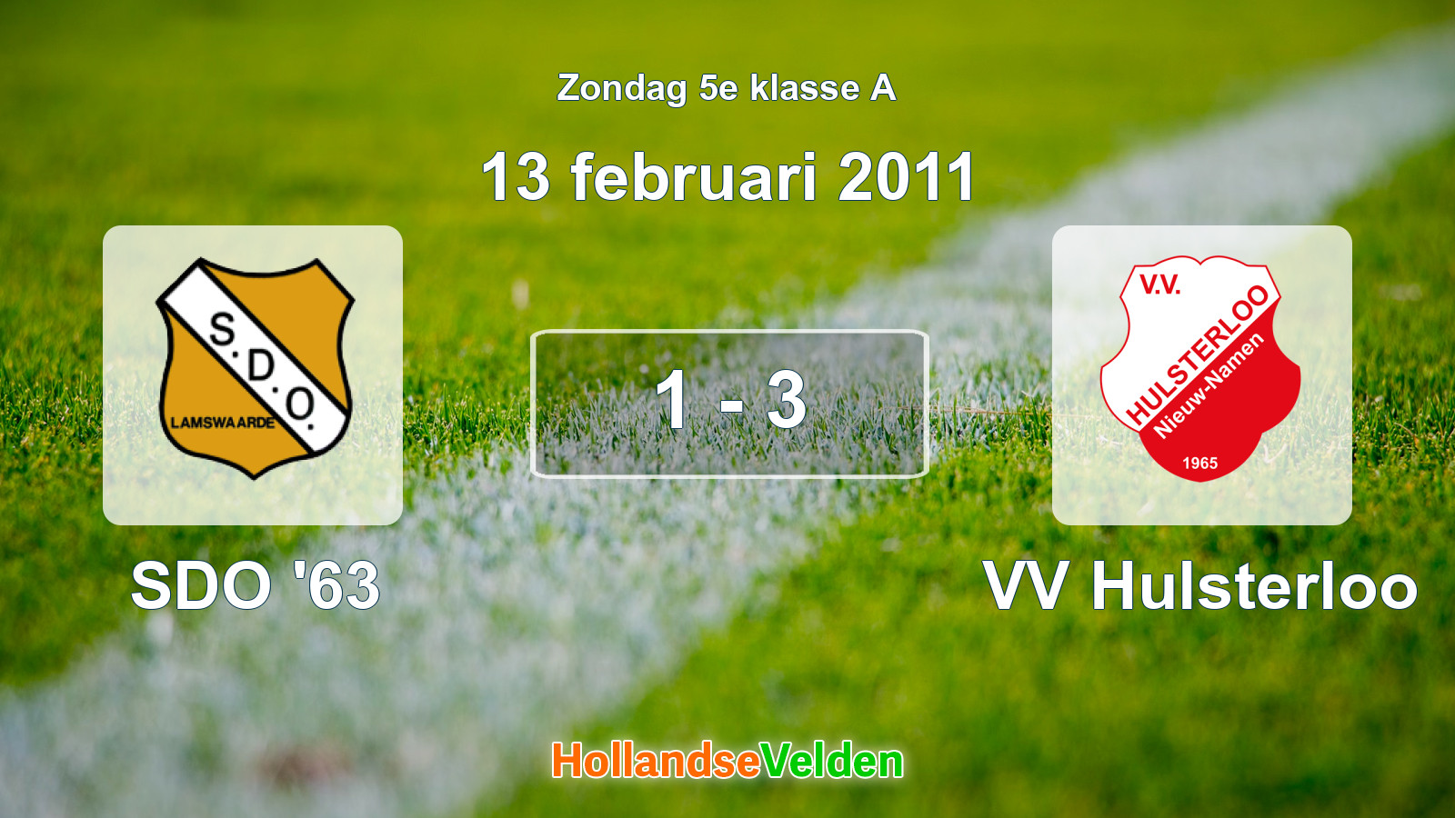 Gespeelde wedstrijd: SDO '63 - VV Hulsterloo 1 - 3 (13 februari 2011)