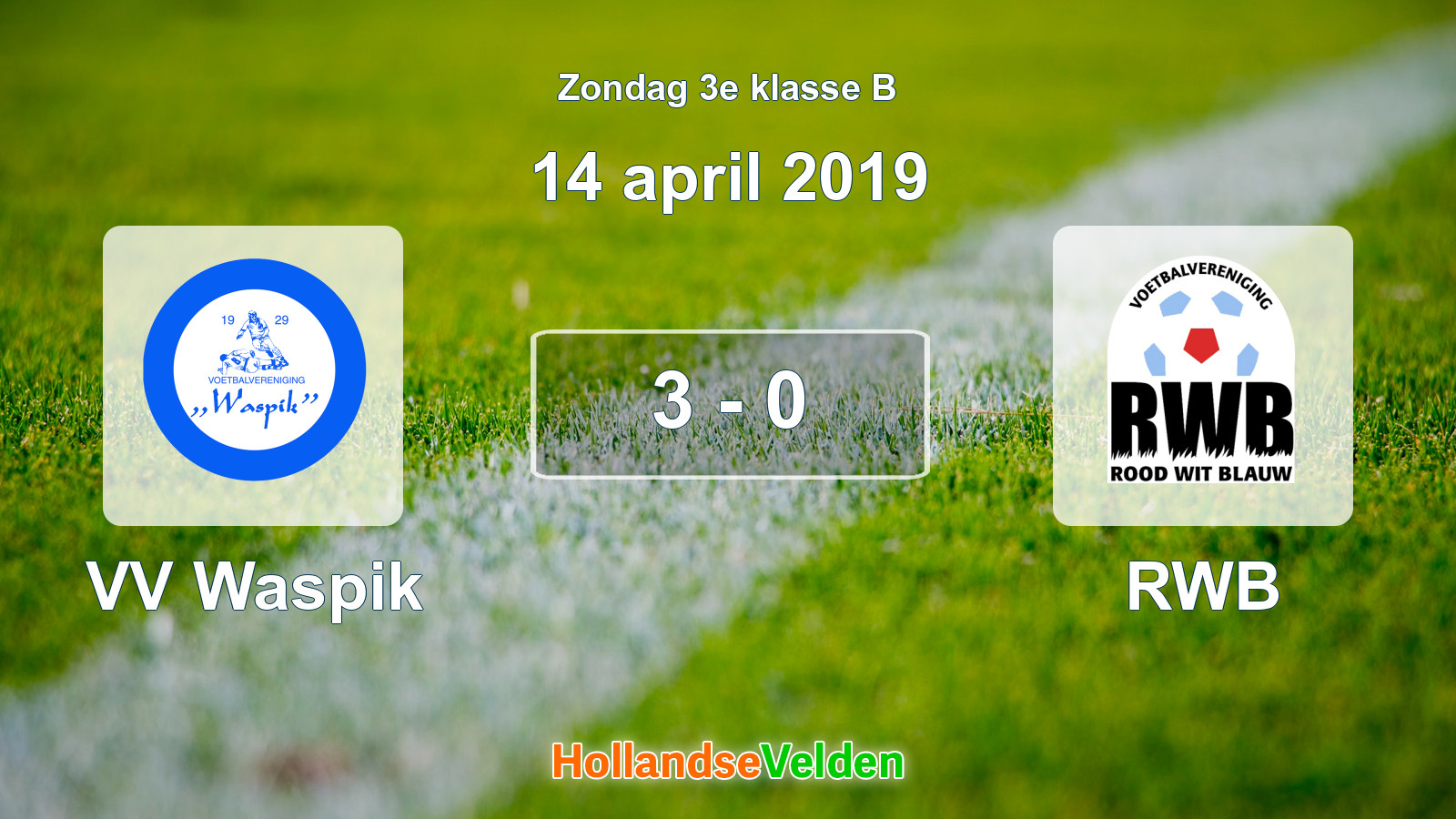 Gespeelde wedstrijd: VV Waspik - RWB 3 - 0 (14 april 2019)