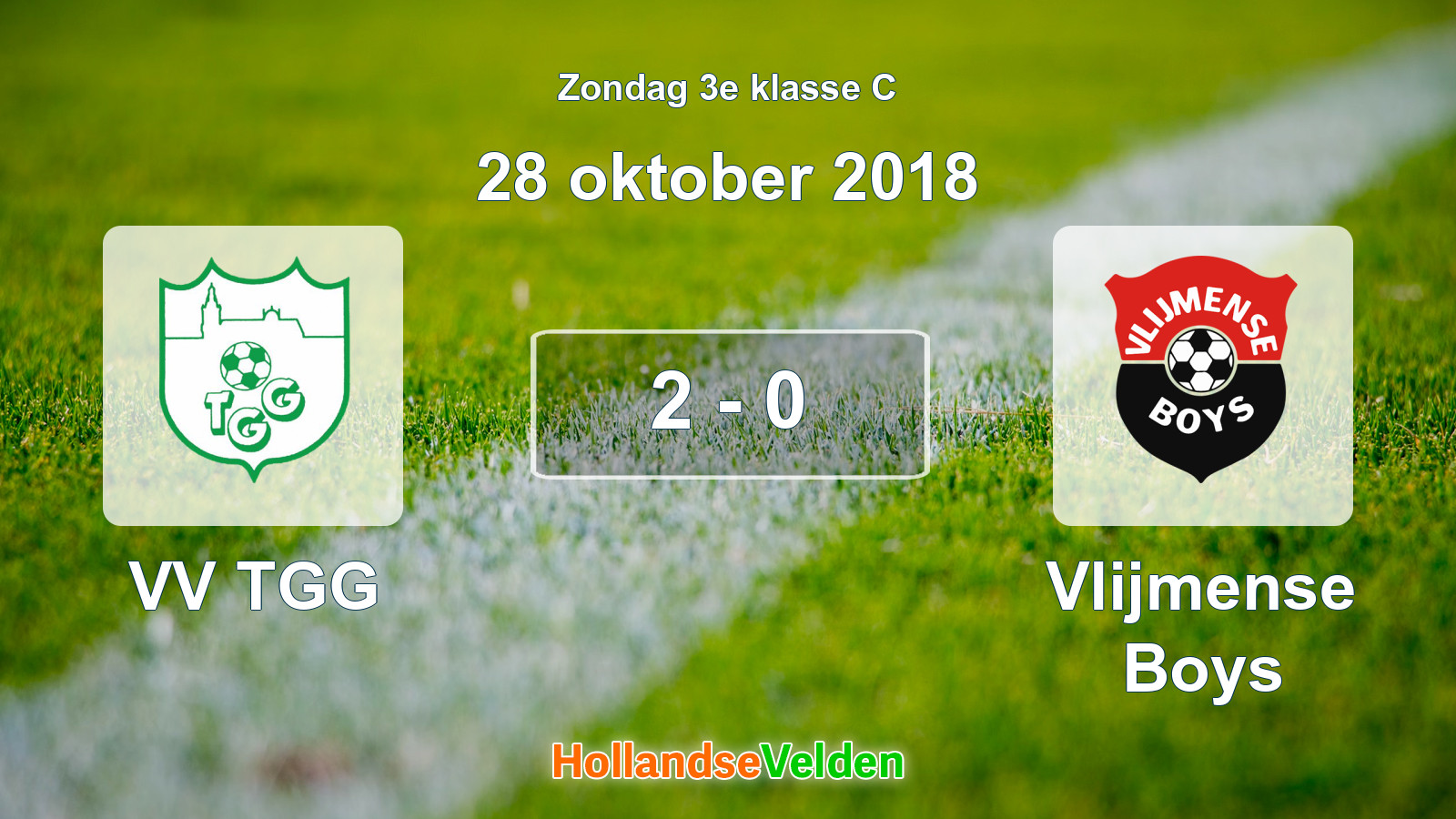 Gespeelde wedstrijd: VV TGG - Vlijmense Boys 2 - 0 (28 oktober 2018)