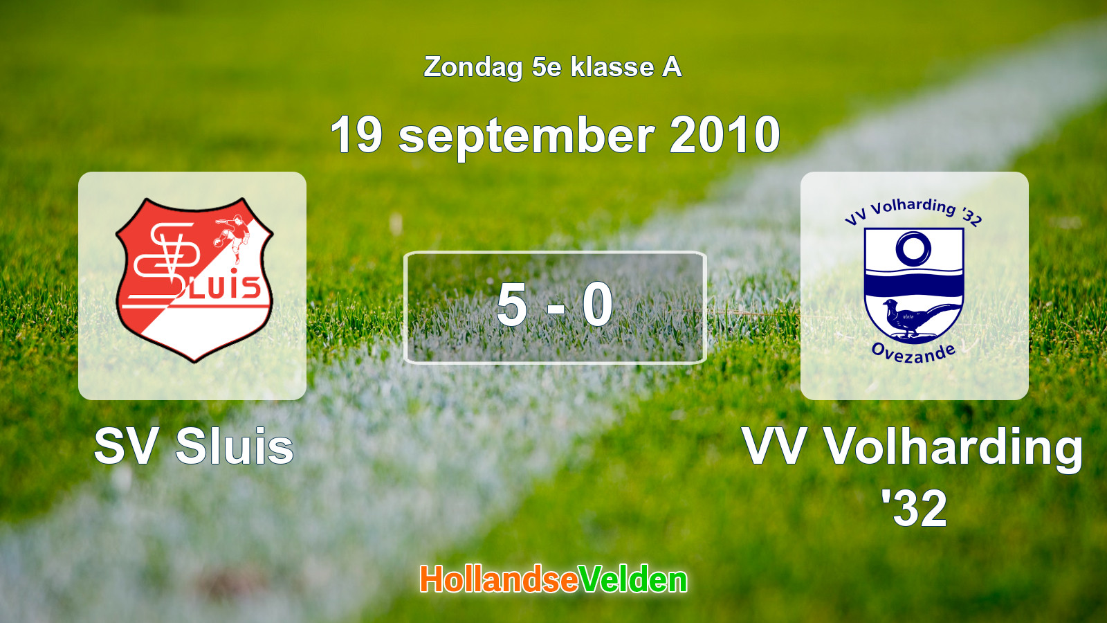Gespeelde wedstrijd: SV Sluis - VV Volharding '32 5 - 0 (19 september 2010)