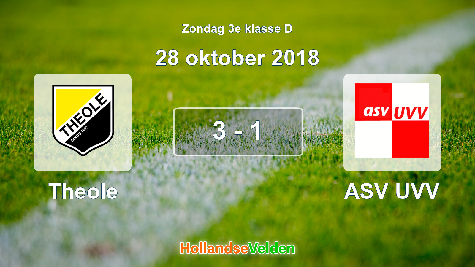 Gespeelde wedstrijd: Theole - ASV UVV 3 - 1 (28 oktober 2018)