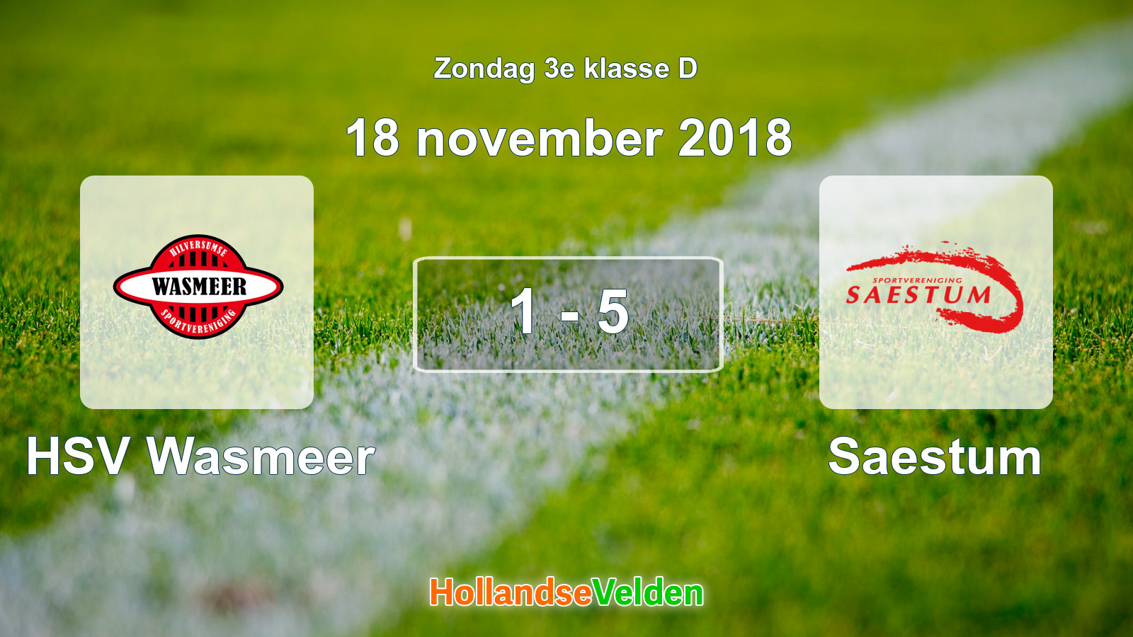 Gespeelde wedstrijd: HSV Wasmeer - Saestum 1 - 5 (18 november 2018)