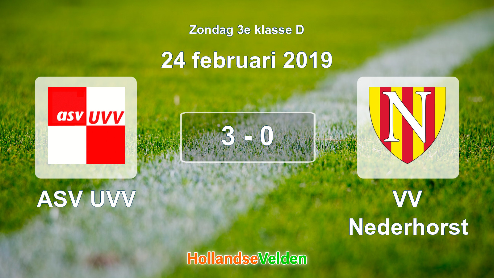 Gespeelde wedstrijd: ASV UVV - VV Nederhorst 3 - 0 (24 februari 2019)
