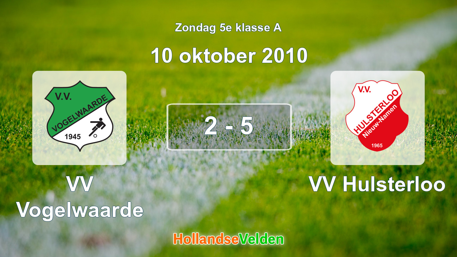Gespeelde wedstrijd: VV Vogelwaarde - VV Hulsterloo 2 - 5 (10 oktober 2010)