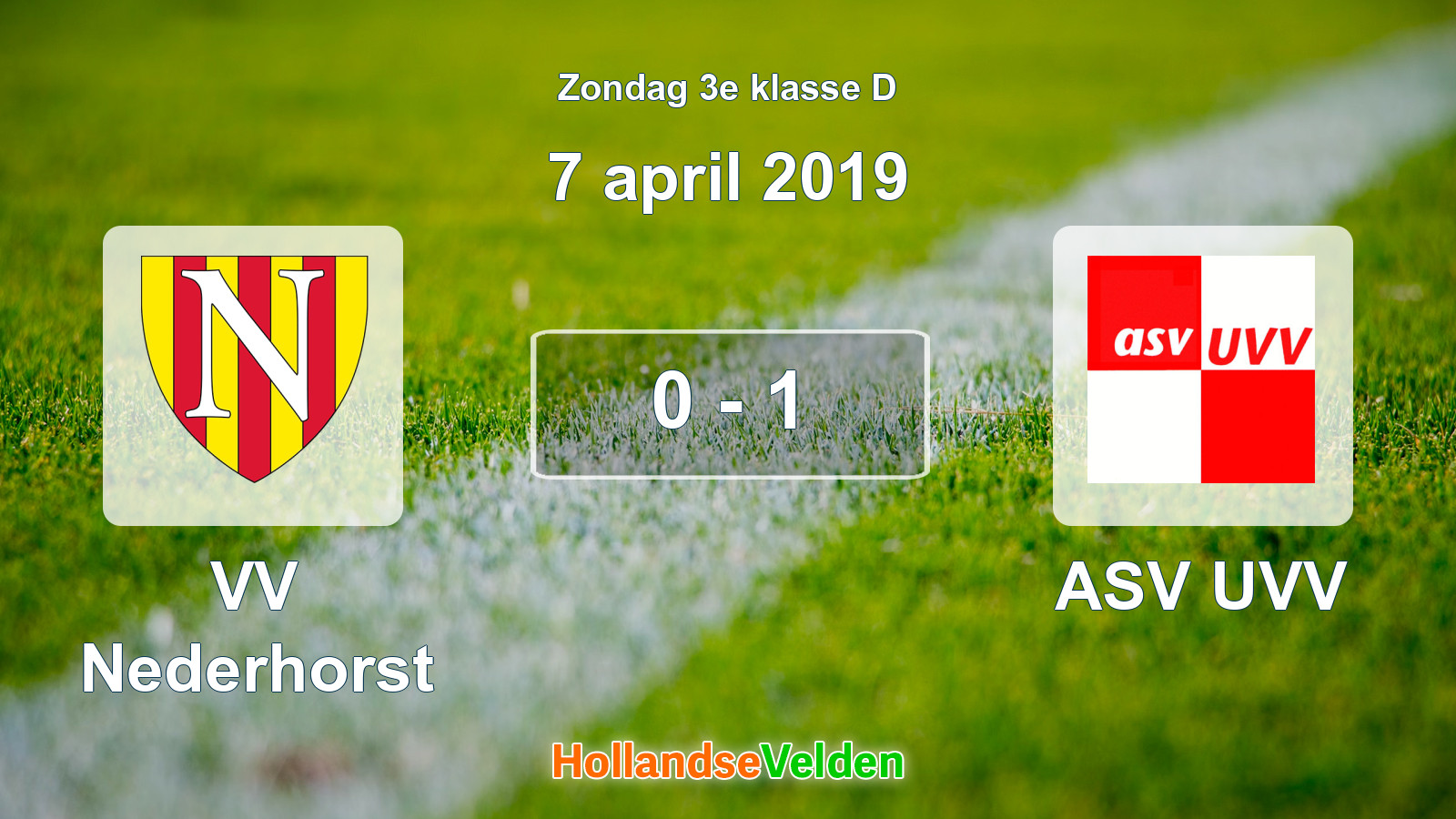 Gespeelde wedstrijd: VV Nederhorst - ASV UVV 0 - 1 (7 april 2019)