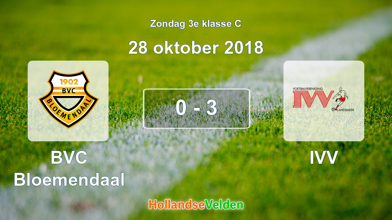 Gespeelde wedstrijd: BVC Bloemendaal - IVV 0 - 3 (28 oktober 2018)