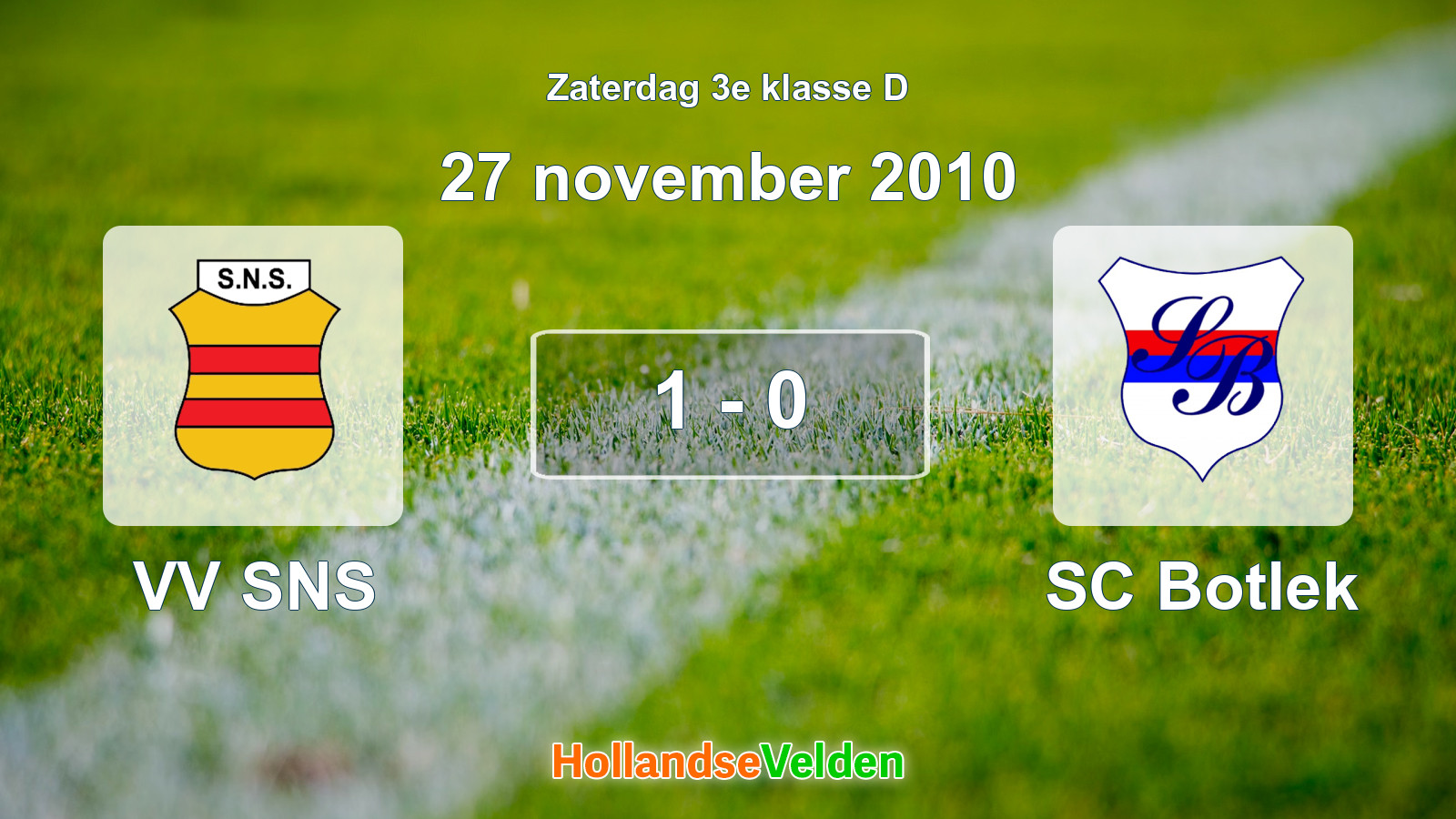 Gespeelde wedstrijd: VV SNS - SC Botlek 1 - 0 (27 november 2010)