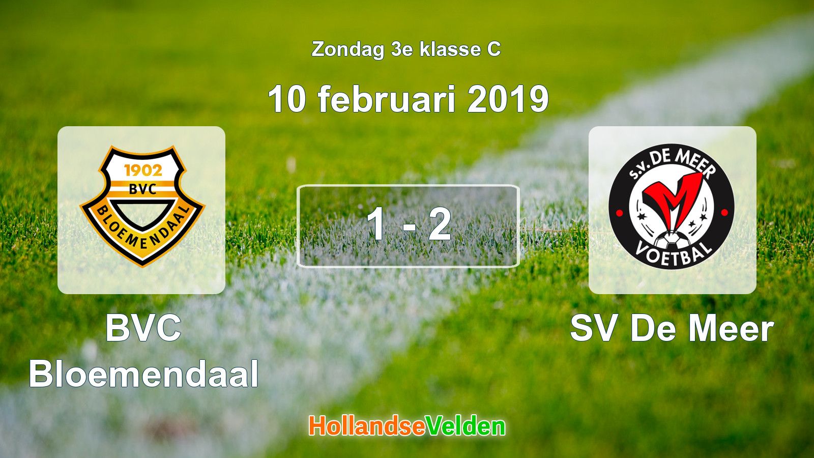 Gespeelde wedstrijd: BVC Bloemendaal - SV De Meer 1 - 2 (10 februari 2019)