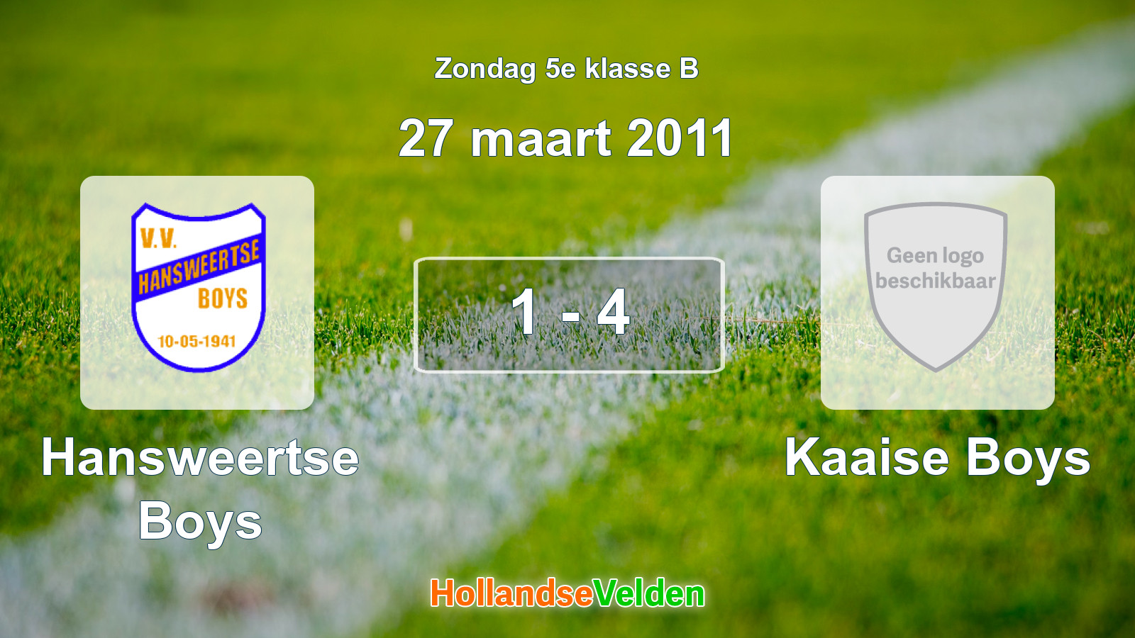 Gespeelde wedstrijd: Hansweertse Boys - Kaaise Boys 1 - 4 (27 maart 2011)