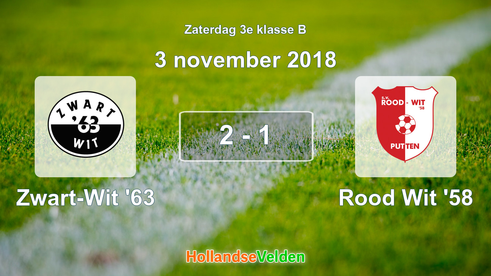 Gespeelde wedstrijd: Zwart-Wit '63 - Rood Wit '58 2 - 1 (3 november 2018)