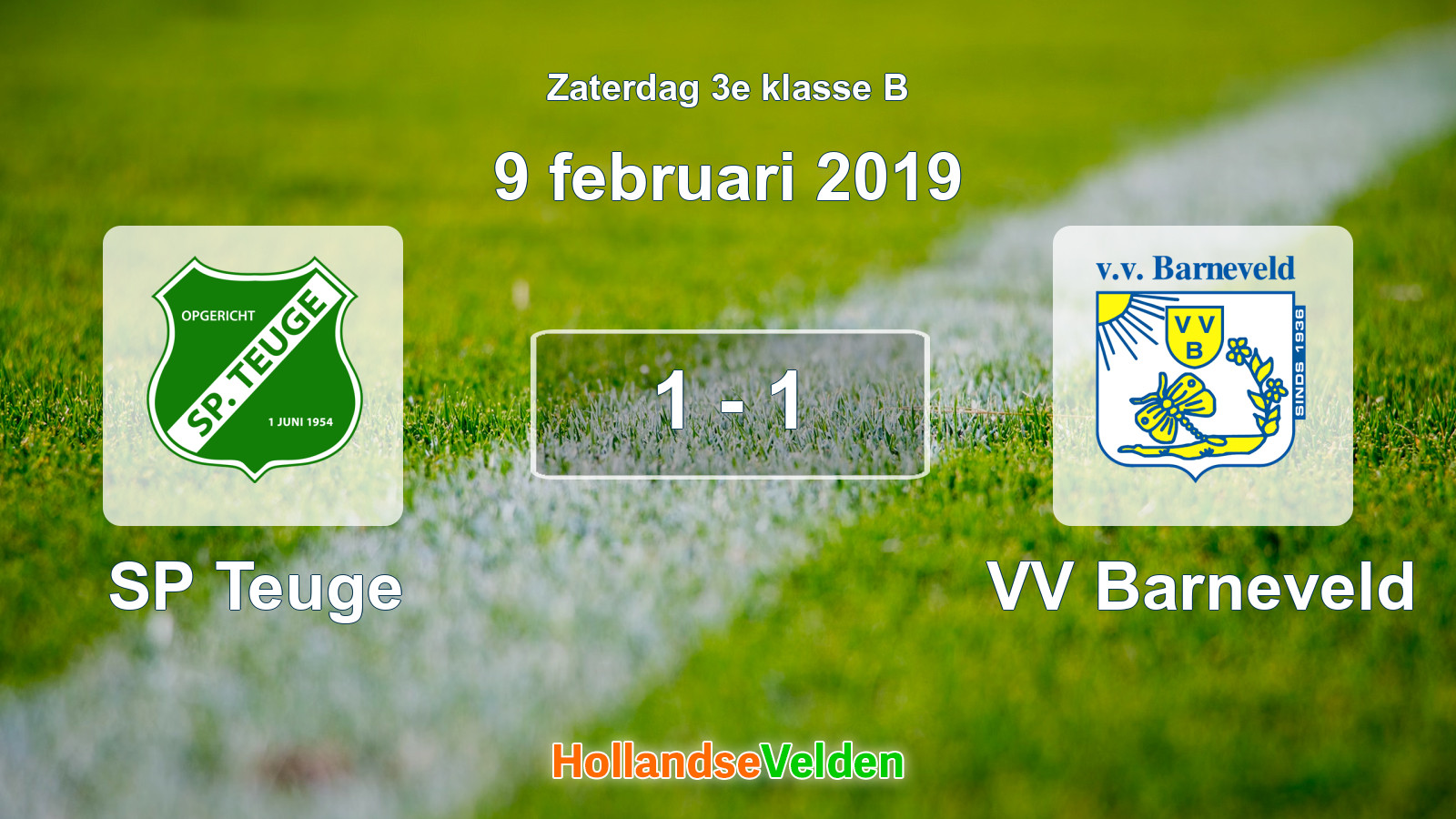 Gespeelde wedstrijd: SP Teuge - VV Barneveld 1 - 1 (9 februari 2019)