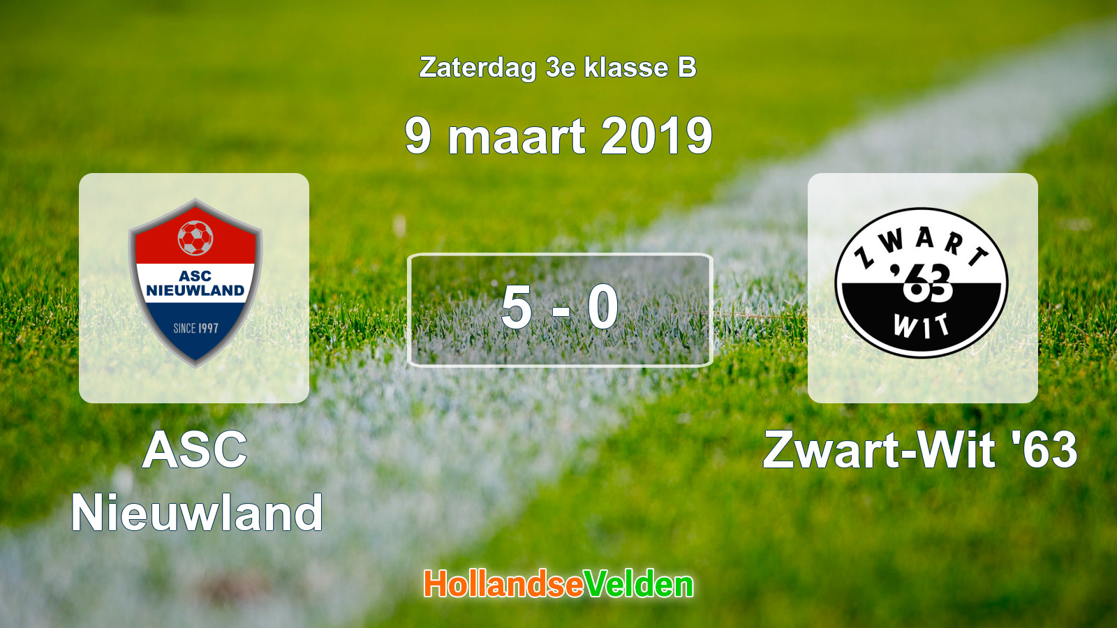 Gespeelde wedstrijd: ASC Nieuwland - Zwart-Wit '63 5 - 0 (9 maart 2019)