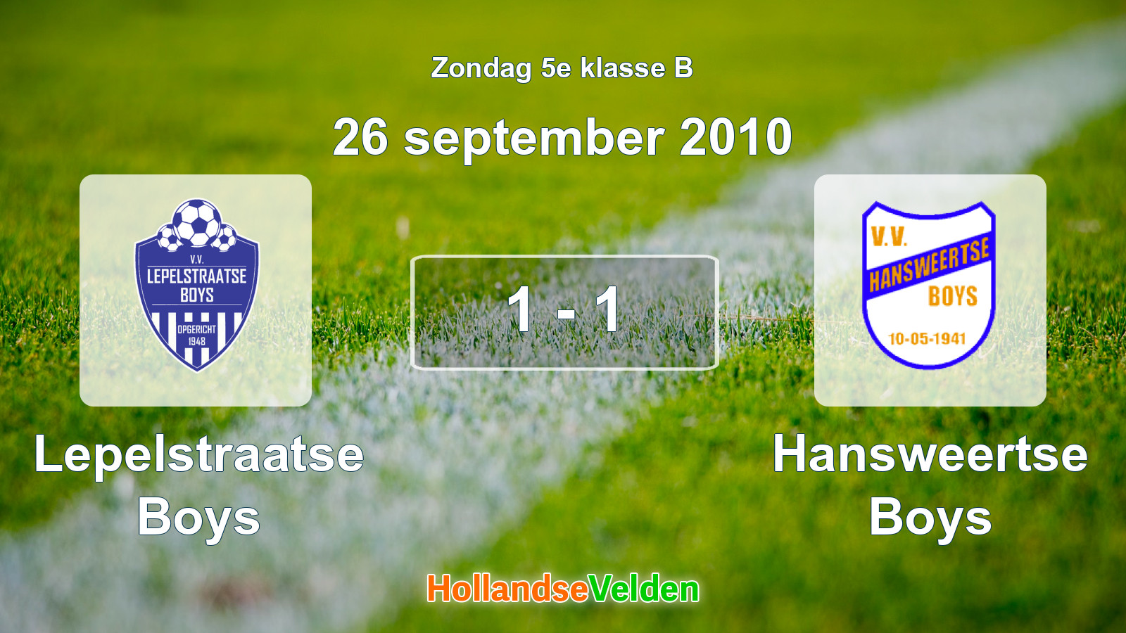 Gespeelde wedstrijd: Lepelstraatse Boys - Hansweertse Boys 1 - 1 (26 september 2010)