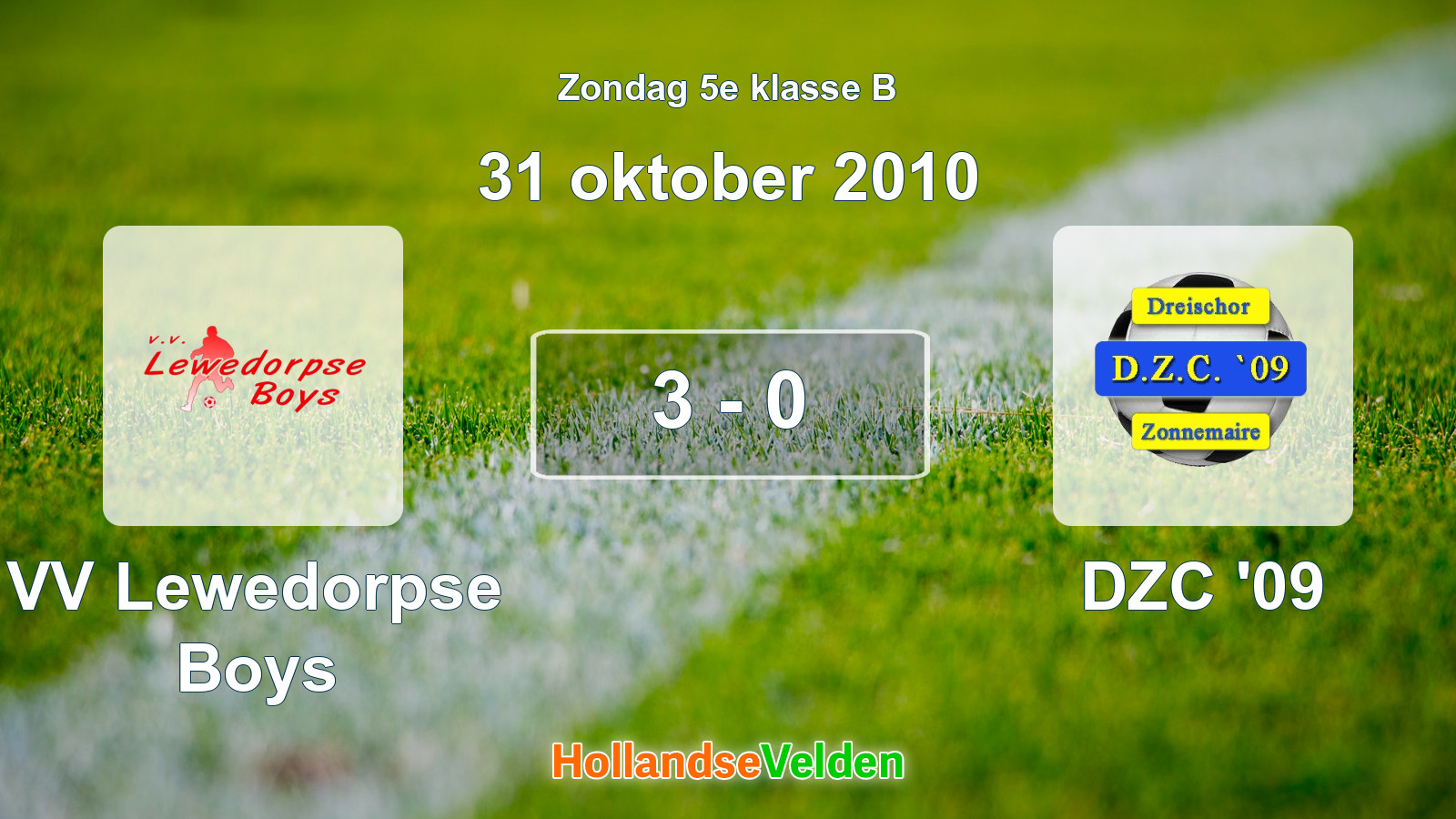 Gespeelde wedstrijd: VV Lewedorpse Boys - DZC '09 3 - 0 (31 oktober 2010)