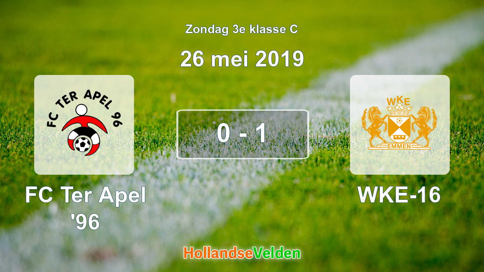 Gespeelde wedstrijd: FC Ter Apel '96 - WKE-16 0 - 1 (26 mei 2019)