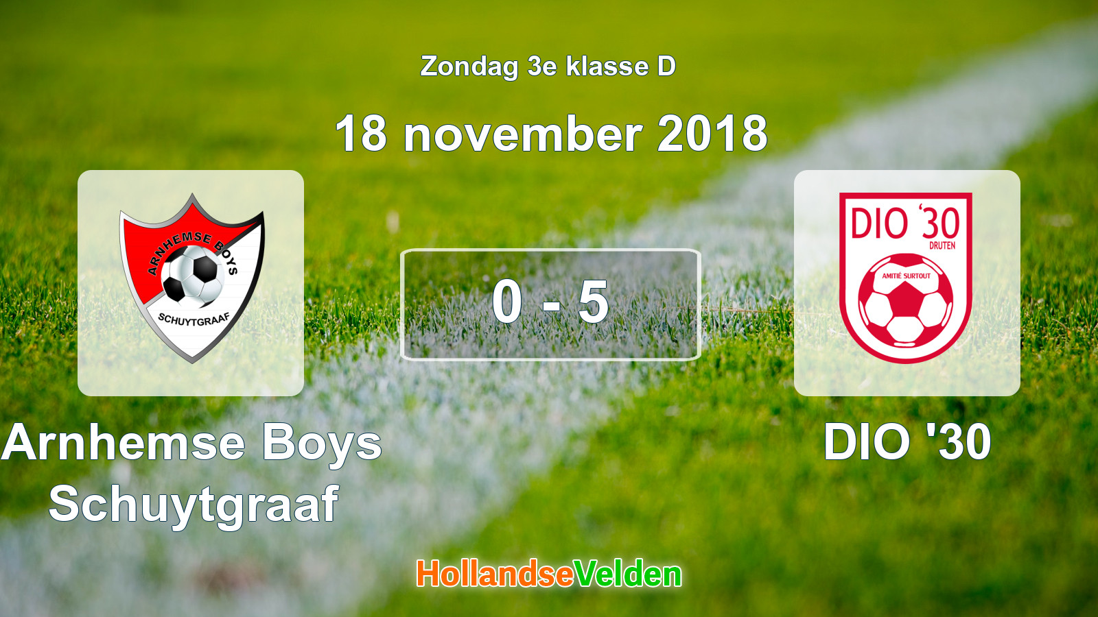 Gespeelde wedstrijd: Arnhemse Boys Schuytgraaf - DIO '30 0 - 5 (18 november 2018)