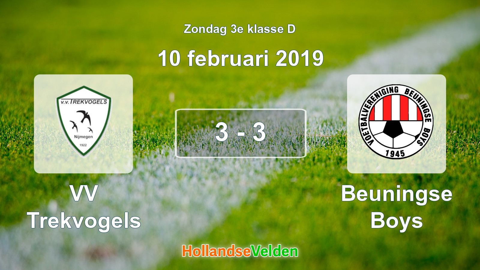 Gespeelde wedstrijd: VV Trekvogels - Beuningse Boys 3 - 3 (10 februari 2019)