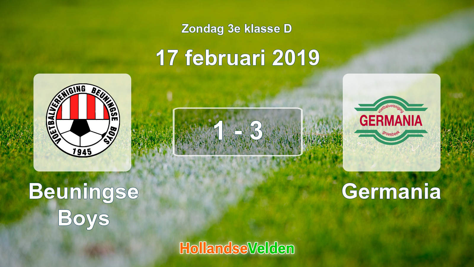 Gespeelde wedstrijd: Beuningse Boys - Germania 1 - 3 (17 februari 2019)