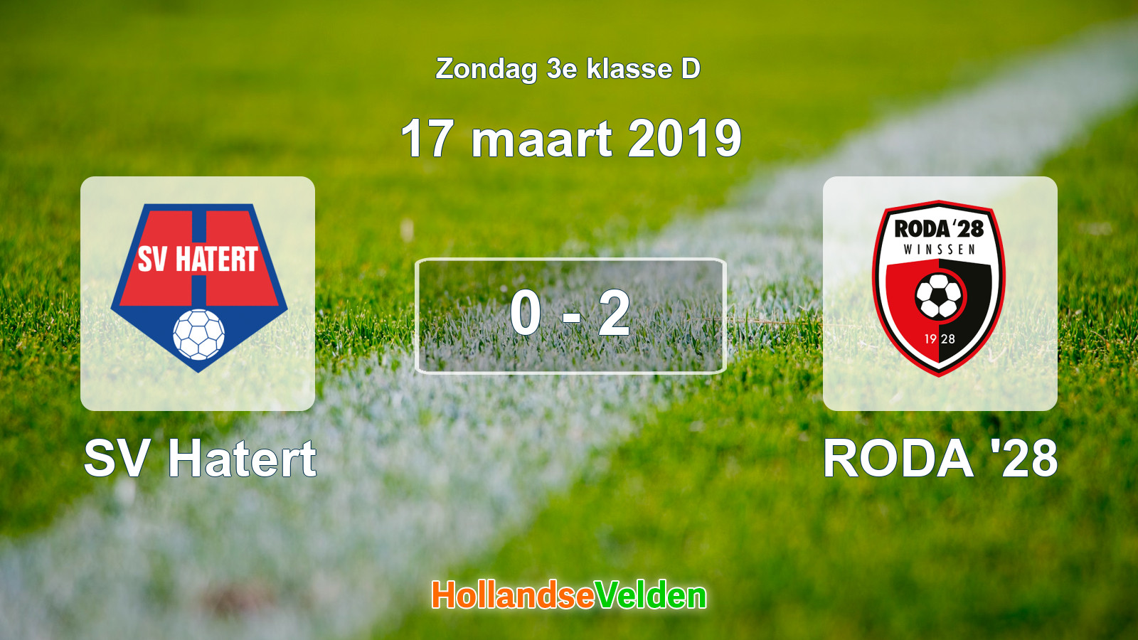 Gespeelde wedstrijd: SV Hatert - RODA '28 0 - 2 (17 maart 2019)