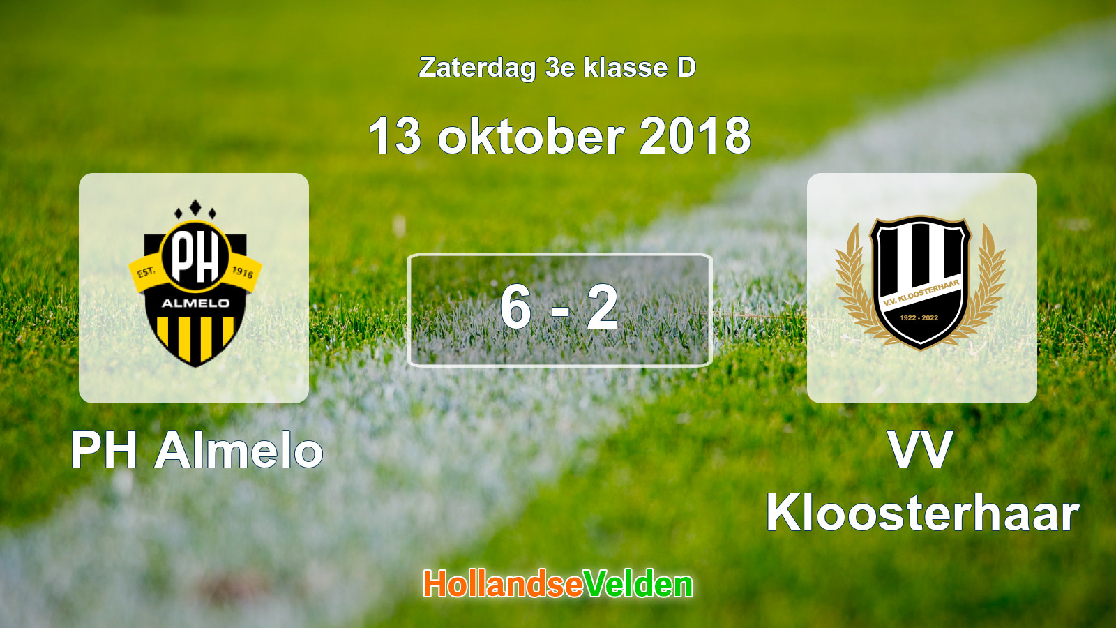 Gespeelde wedstrijd: PH Almelo - VV Kloosterhaar 6 - 2 (13 oktober 2018)