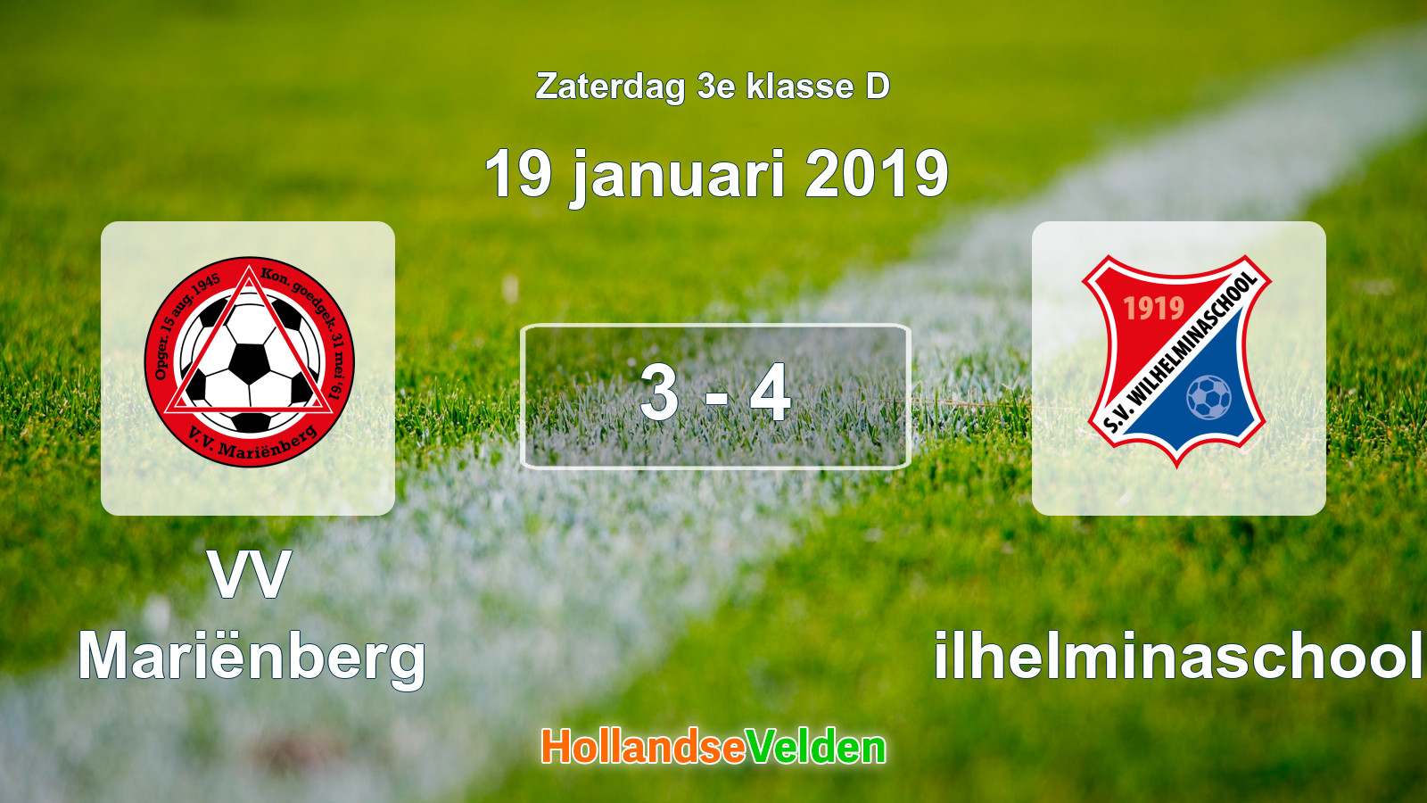 Gespeelde wedstrijd: VV Mariënberg - Wilhelminaschool 3 - 4 (19 januari 2019)