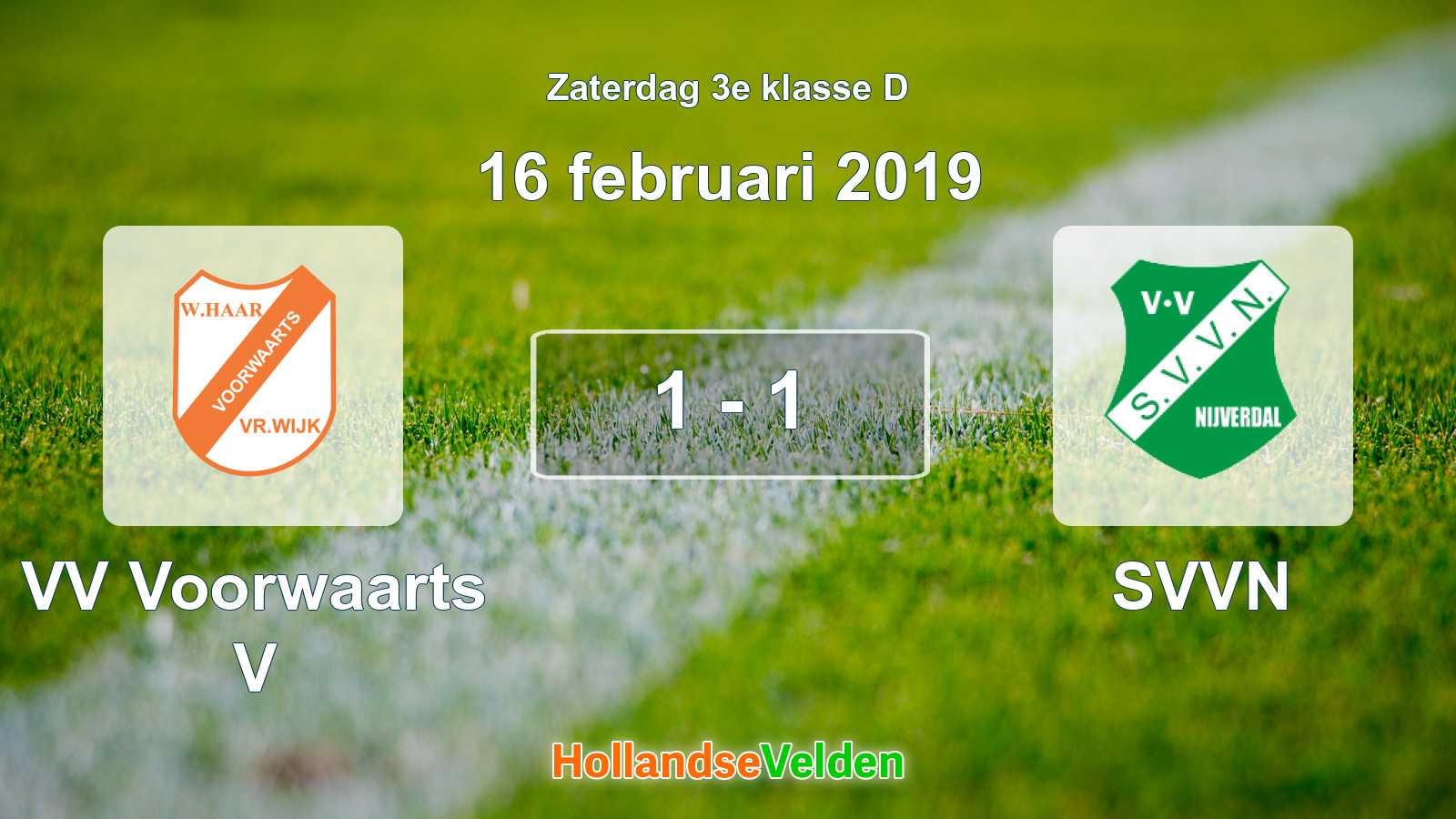 Gespeelde wedstrijd: VV Voorwaarts V - SVVN 1 - 1 (16 februari 2019)
