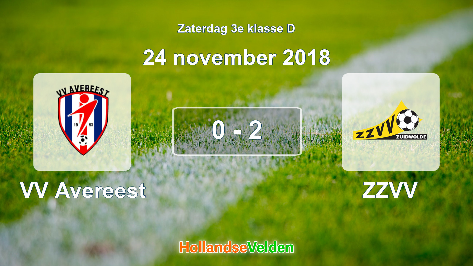 Gespeelde wedstrijd: VV Avereest - ZZVV 0 - 2 (24 november 2018)