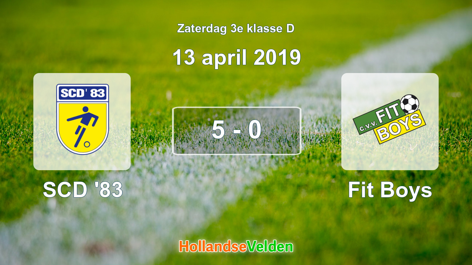 Gespeelde wedstrijd: SCD '83 - Fit Boys 5 - 0 (13 april 2019)