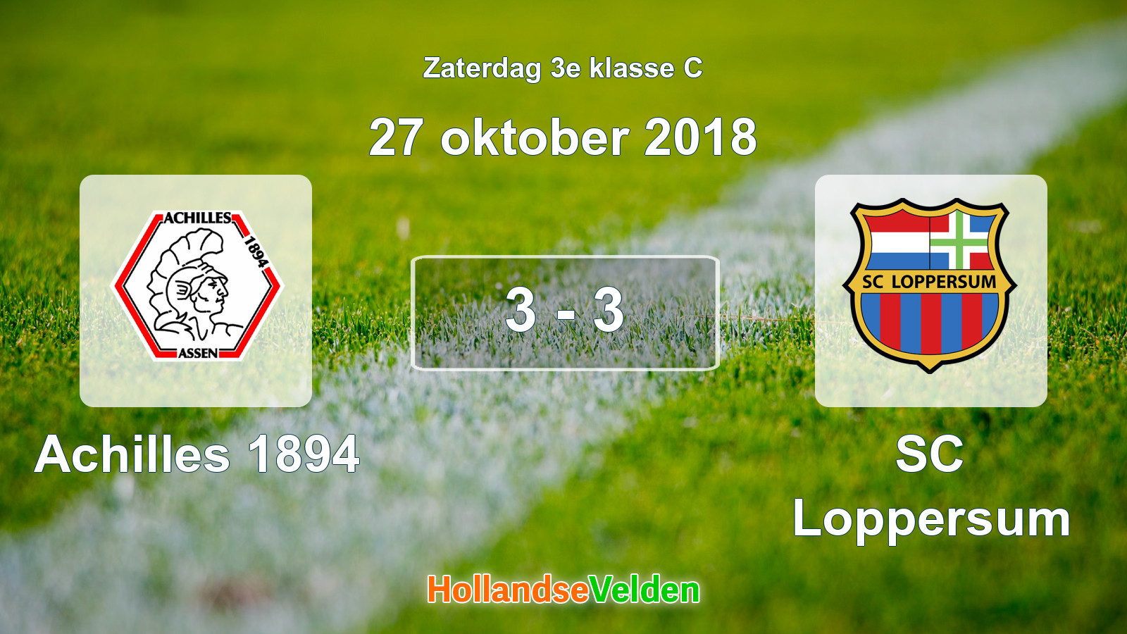 Gespeelde wedstrijd: Achilles 1894 - SC Loppersum 3 - 3 (27 oktober 2018)
