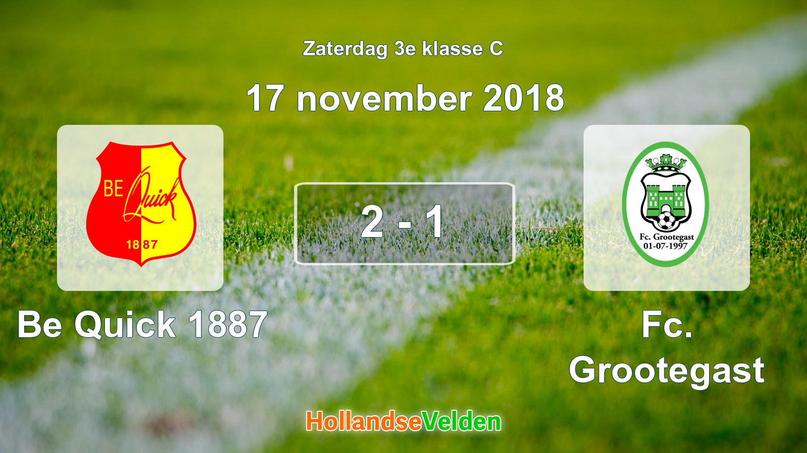 Gespeelde wedstrijd: Be Quick 1887 - Fc. Grootegast 2 - 1 (17 november 2018)