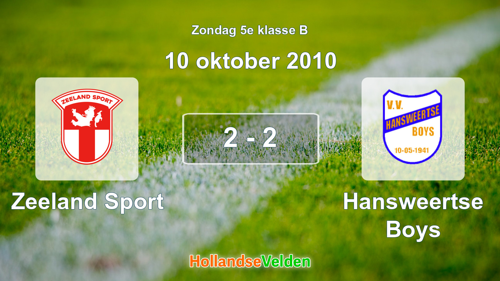 Gespeelde wedstrijd: Zeeland Sport - Hansweertse Boys 2 - 2 (10 oktober 2010)
