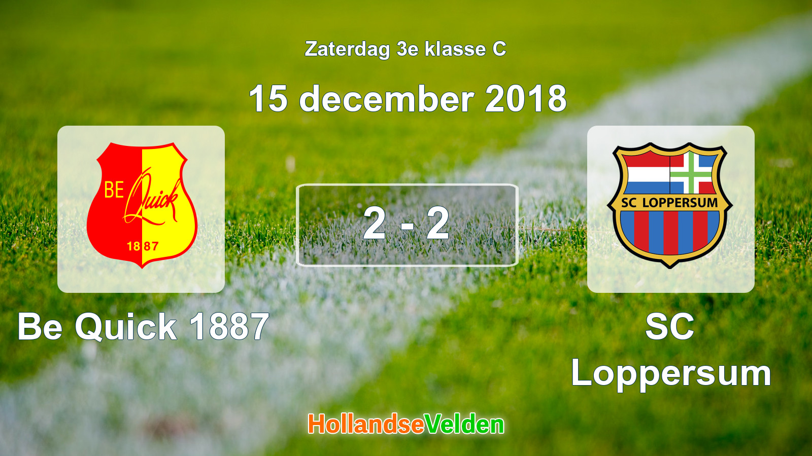 Gespeelde wedstrijd: Be Quick 1887 - SC Loppersum 2 - 2 (15 december 2018)
