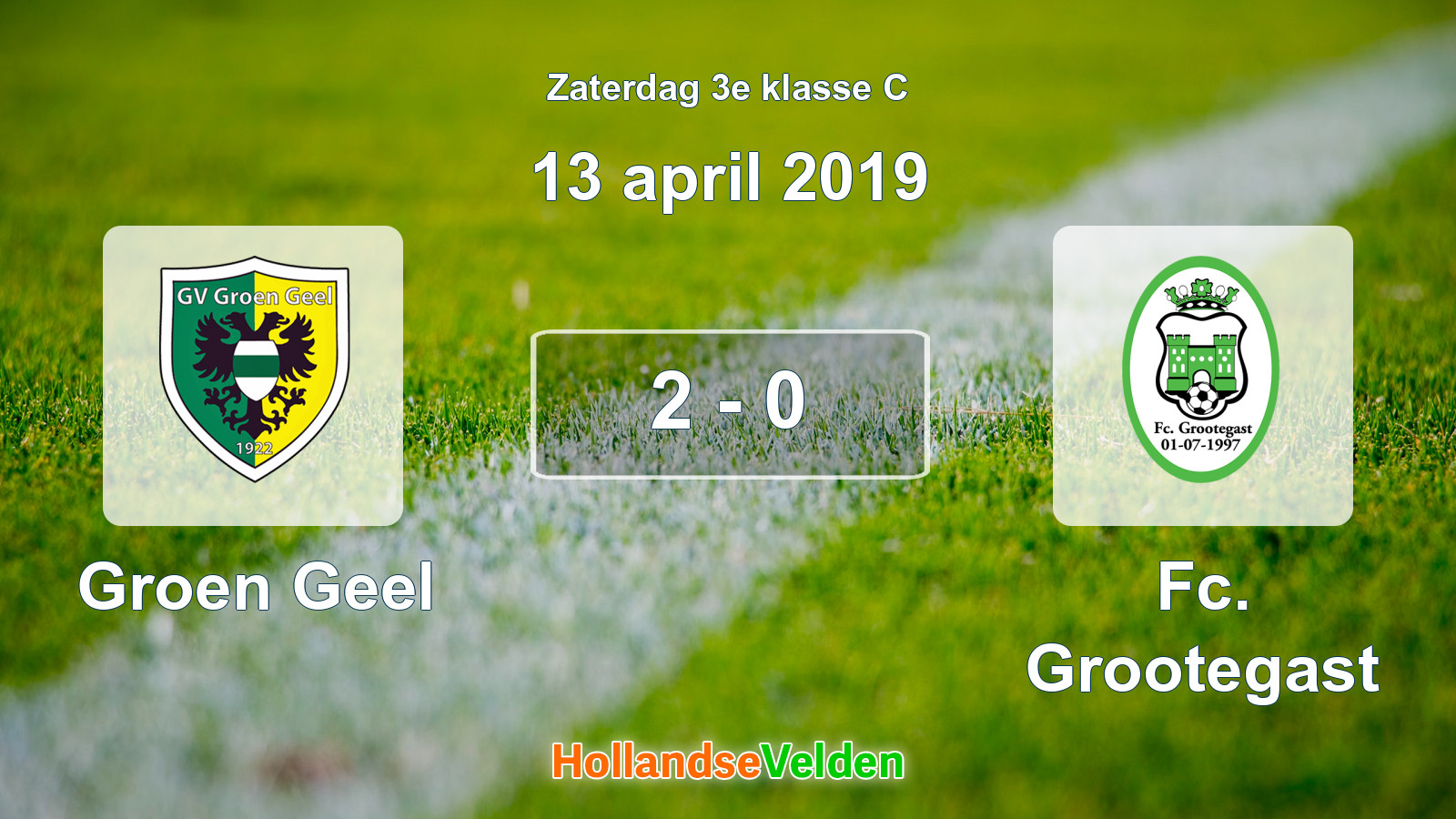 Gespeelde wedstrijd: Groen Geel - Fc. Grootegast 2 - 0 (13 april 2019)