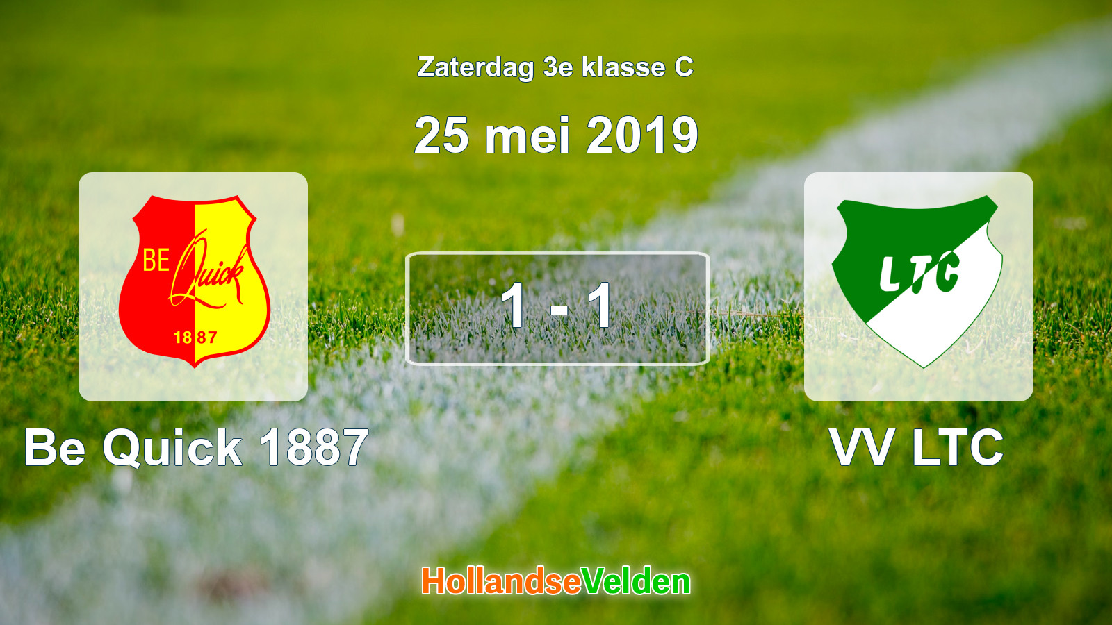 Gespeelde wedstrijd: Be Quick 1887 - VV LTC 1 - 1 (25 mei 2019)