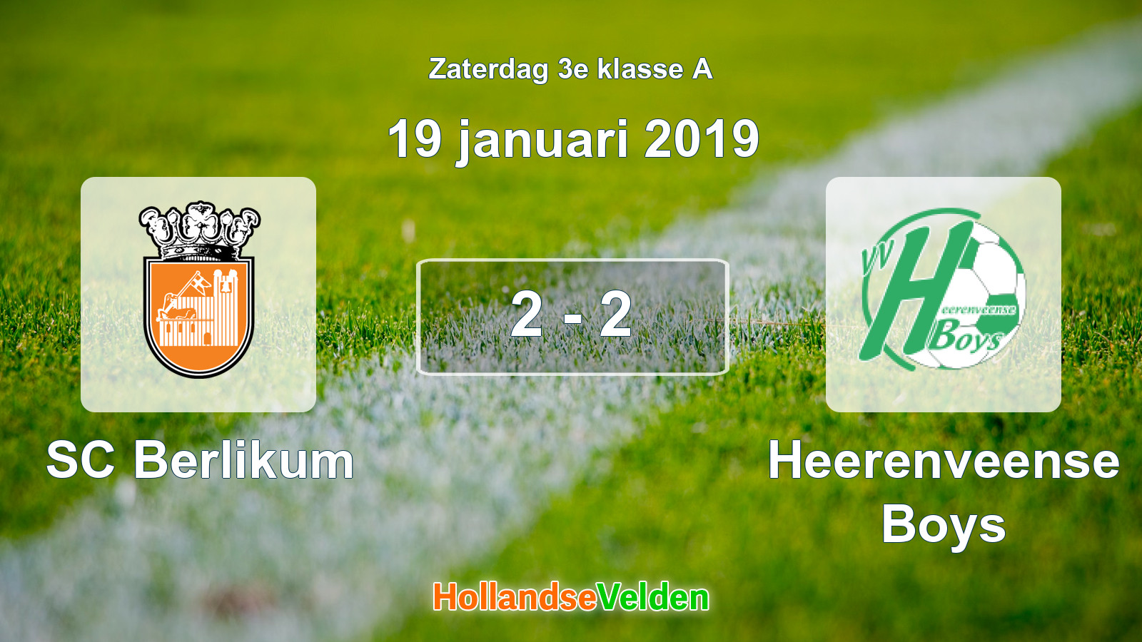 Gespeelde wedstrijd: SC Berlikum - Heerenveense Boys 2 - 2 (19 januari 2019)