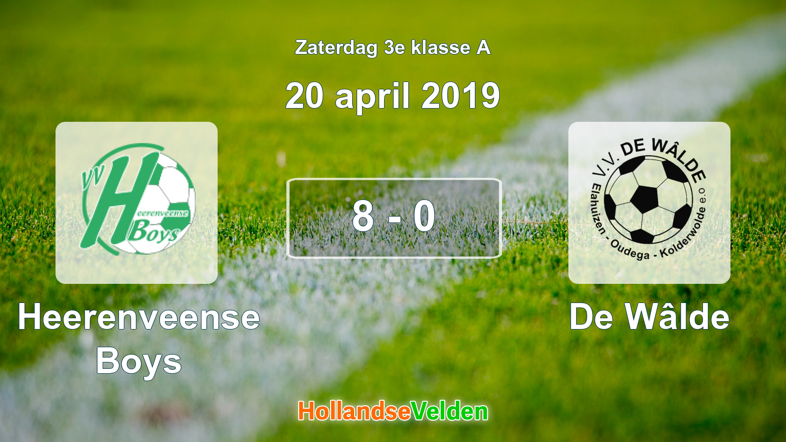 Gespeelde wedstrijd: Heerenveense Boys - De Wâlde 8 - 0 (20 april 2019)