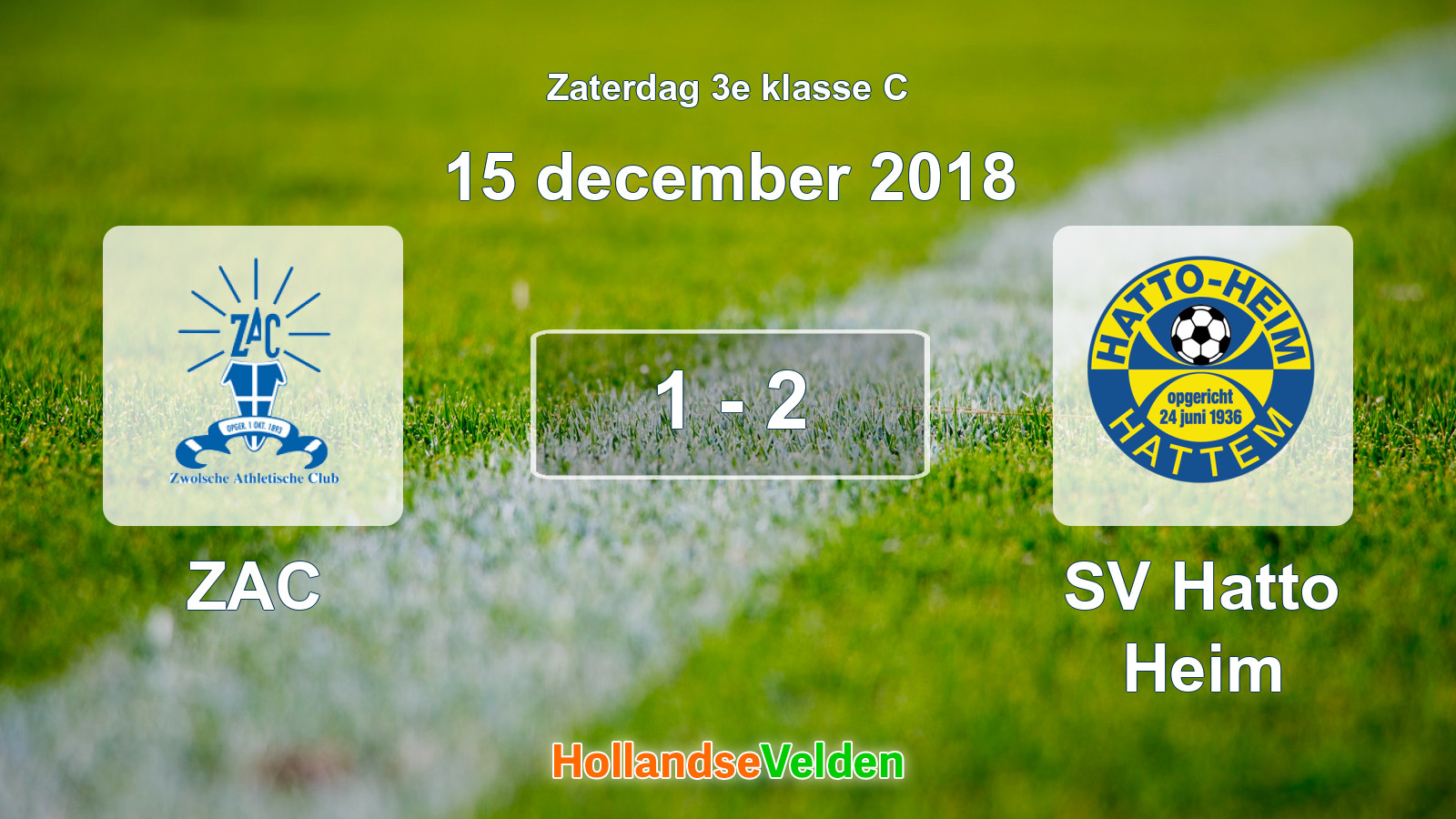 Gespeelde wedstrijd: ZAC - SV Hatto Heim 1 - 2 (15 december 2018)