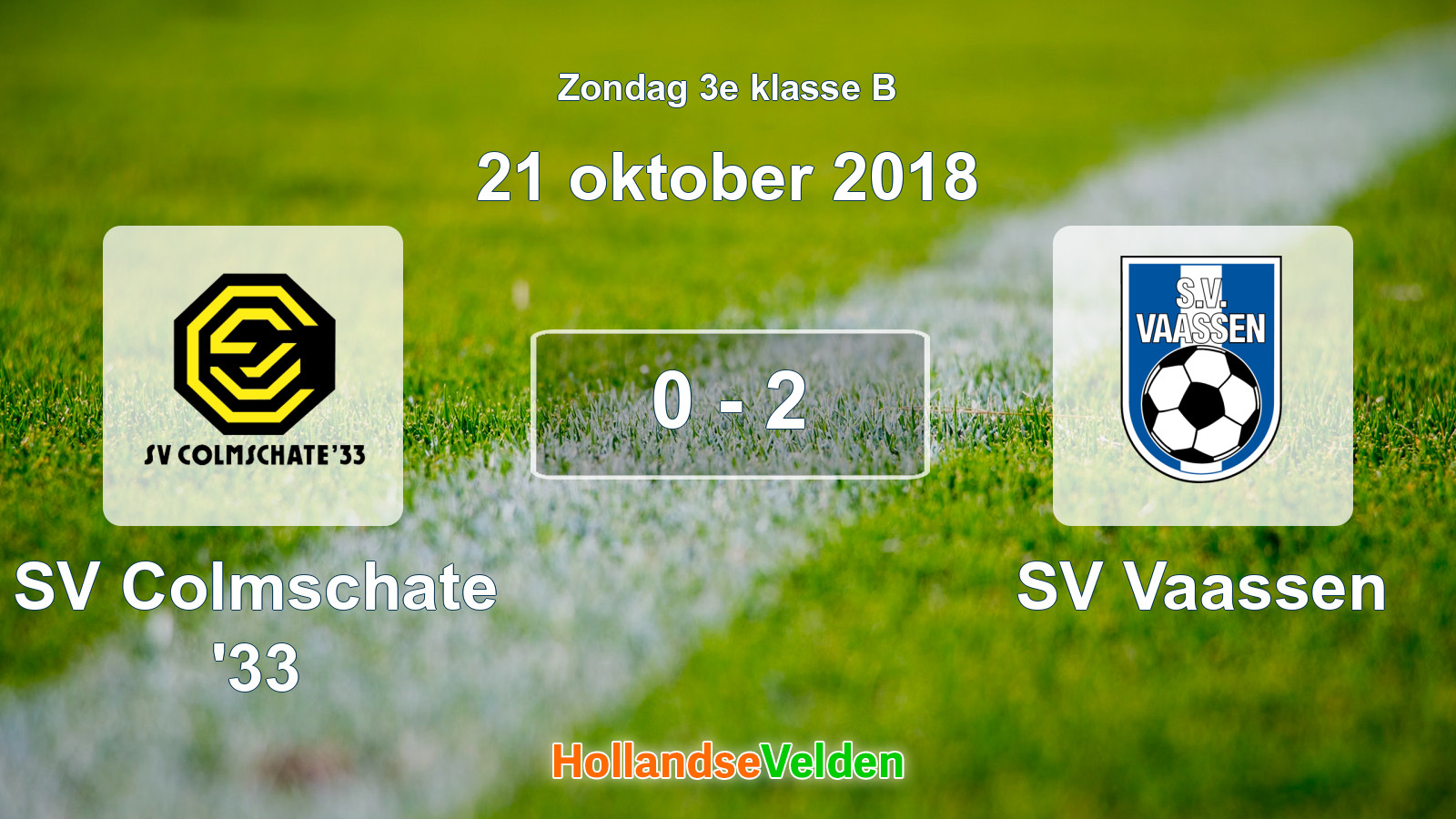 Gespeelde wedstrijd: SV Colmschate '33 - SV Vaassen 0 - 2 (21 oktober 2018)