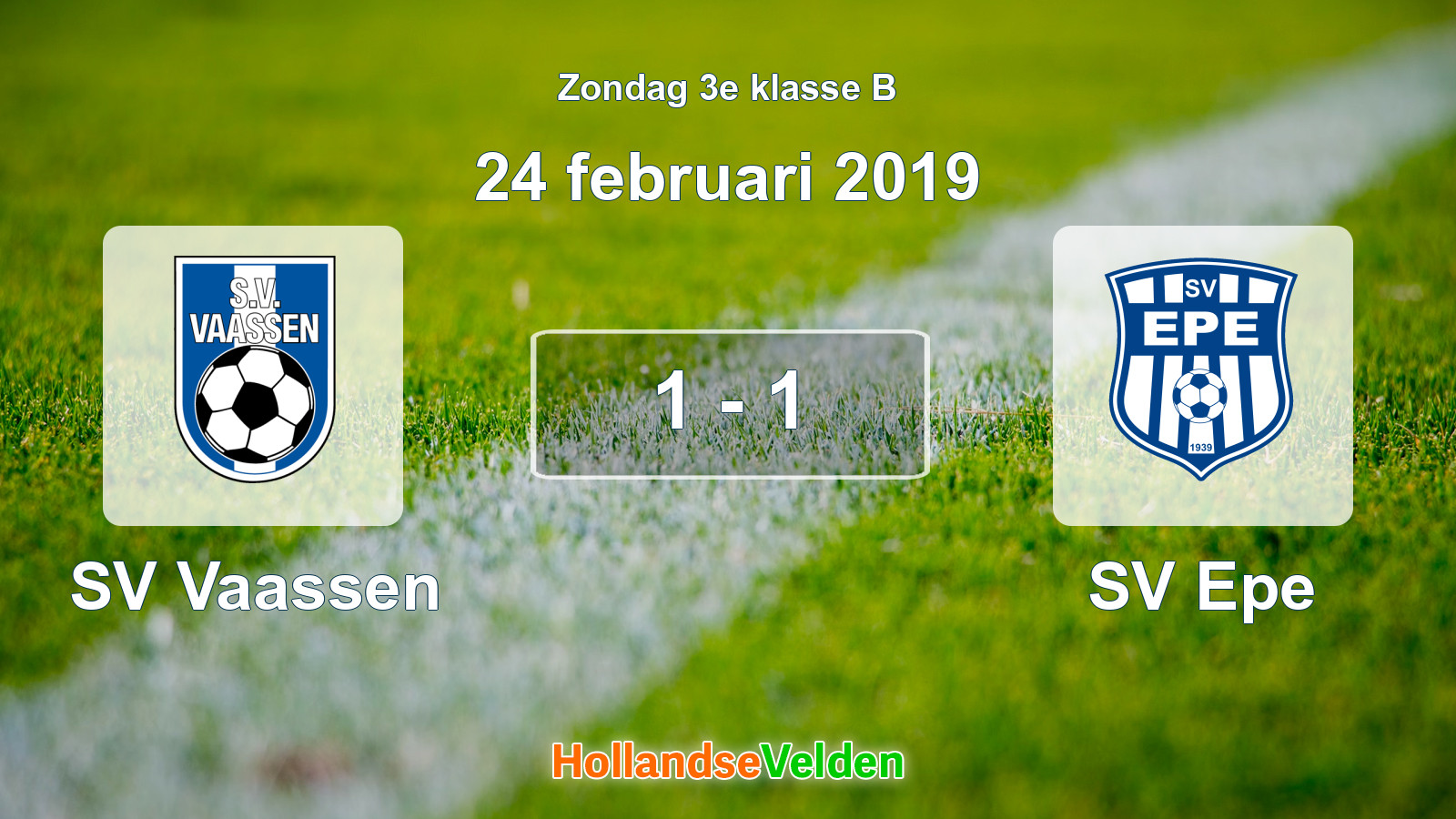Gespeelde wedstrijd: SV Vaassen - SV Epe 1 - 1 (24 februari 2019)